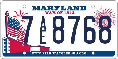 MD license plate 7AE8768