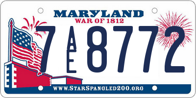 MD license plate 7AE8772