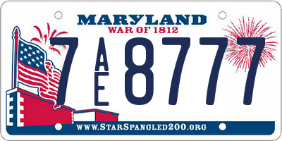 MD license plate 7AE8777
