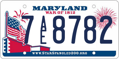 MD license plate 7AE8782
