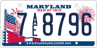 MD license plate 7AE8796