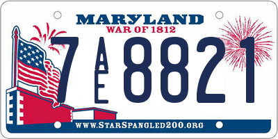 MD license plate 7AE8821