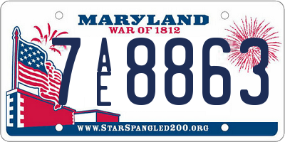 MD license plate 7AE8863