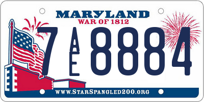 MD license plate 7AE8884