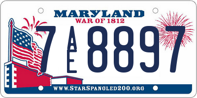 MD license plate 7AE8897