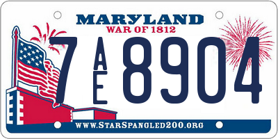 MD license plate 7AE8904