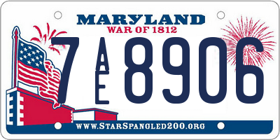 MD license plate 7AE8906