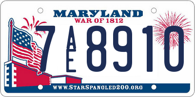 MD license plate 7AE8910