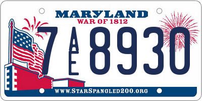 MD license plate 7AE8930