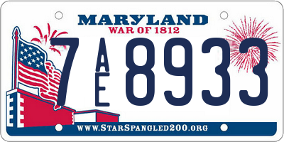 MD license plate 7AE8933