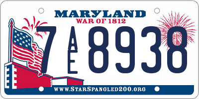 MD license plate 7AE8938