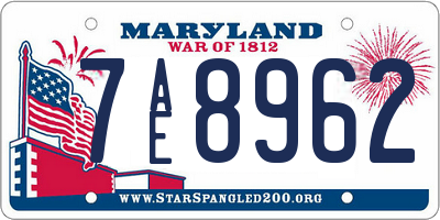MD license plate 7AE8962