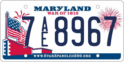 MD license plate 7AE8967