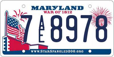 MD license plate 7AE8978