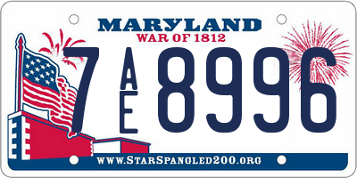 MD license plate 7AE8996