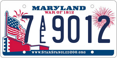 MD license plate 7AE9012