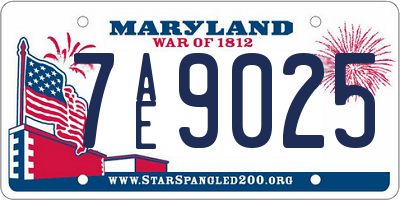 MD license plate 7AE9025