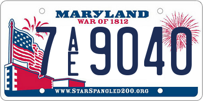 MD license plate 7AE9040