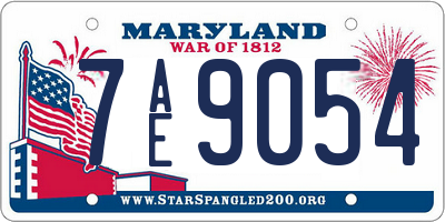 MD license plate 7AE9054