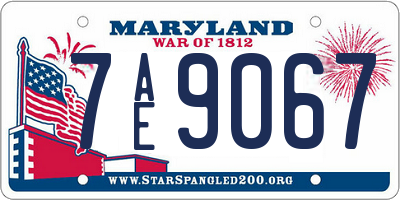 MD license plate 7AE9067