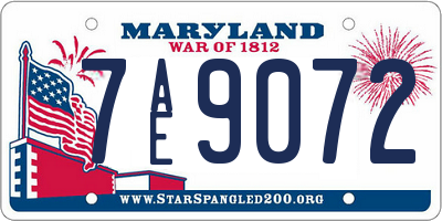 MD license plate 7AE9072