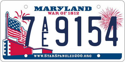 MD license plate 7AE9154