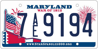 MD license plate 7AE9194