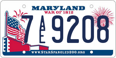 MD license plate 7AE9208
