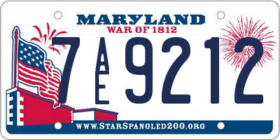 MD license plate 7AE9212