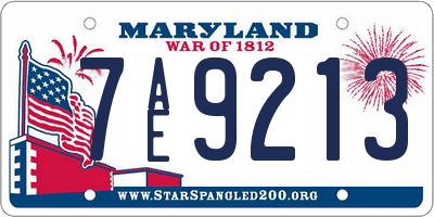 MD license plate 7AE9213