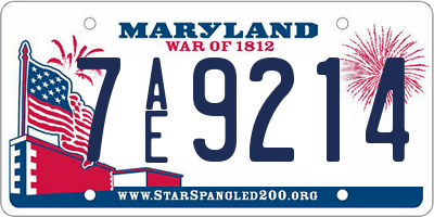 MD license plate 7AE9214