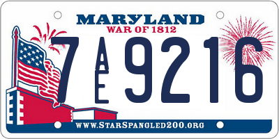MD license plate 7AE9216