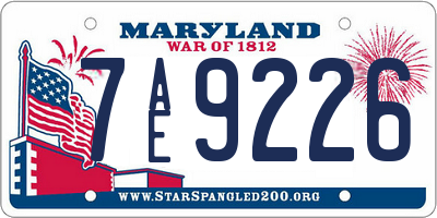 MD license plate 7AE9226