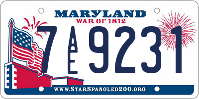 MD license plate 7AE9231