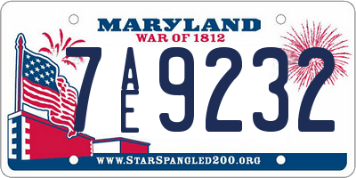 MD license plate 7AE9232