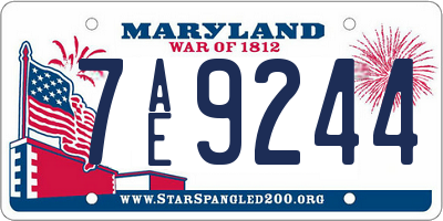 MD license plate 7AE9244