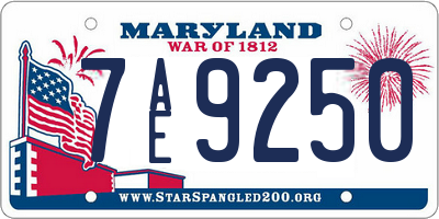 MD license plate 7AE9250
