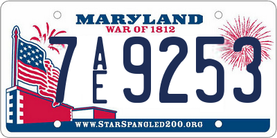 MD license plate 7AE9253