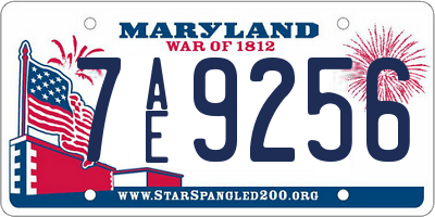 MD license plate 7AE9256