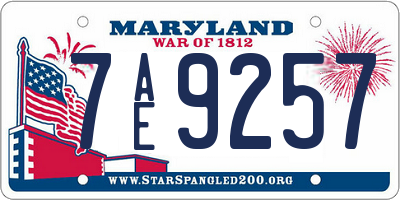 MD license plate 7AE9257