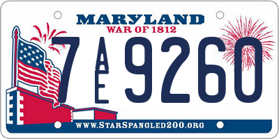 MD license plate 7AE9260