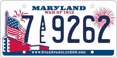 MD license plate 7AE9262
