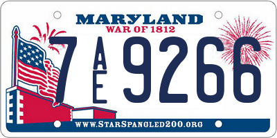 MD license plate 7AE9266