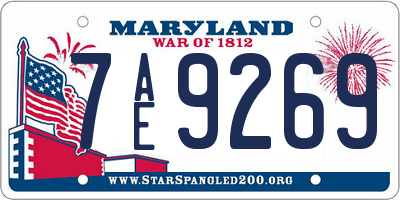 MD license plate 7AE9269