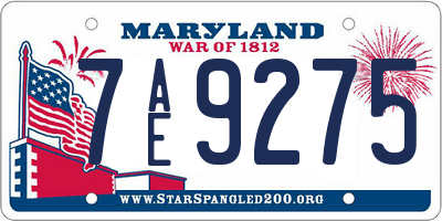 MD license plate 7AE9275