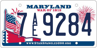 MD license plate 7AE9284