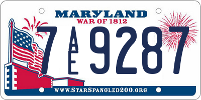 MD license plate 7AE9287