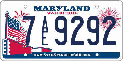MD license plate 7AE9292
