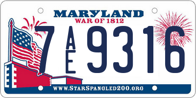 MD license plate 7AE9316