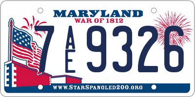MD license plate 7AE9326